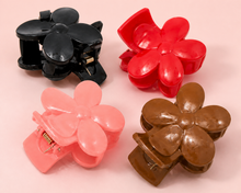 Flower hair claw clips in black red peach and brown shades