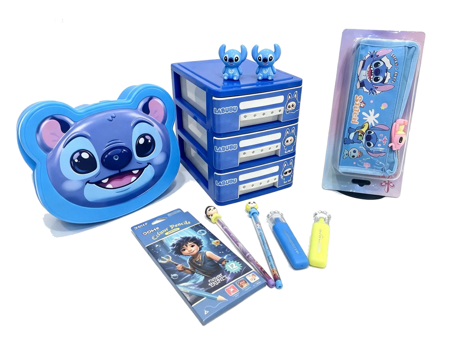 Blue character school stationery bundle