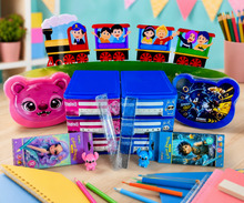 Character train school stationery and storage bundle