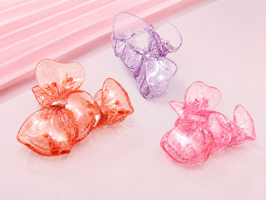 Flower hair claw clips in coral lavender and pink shades