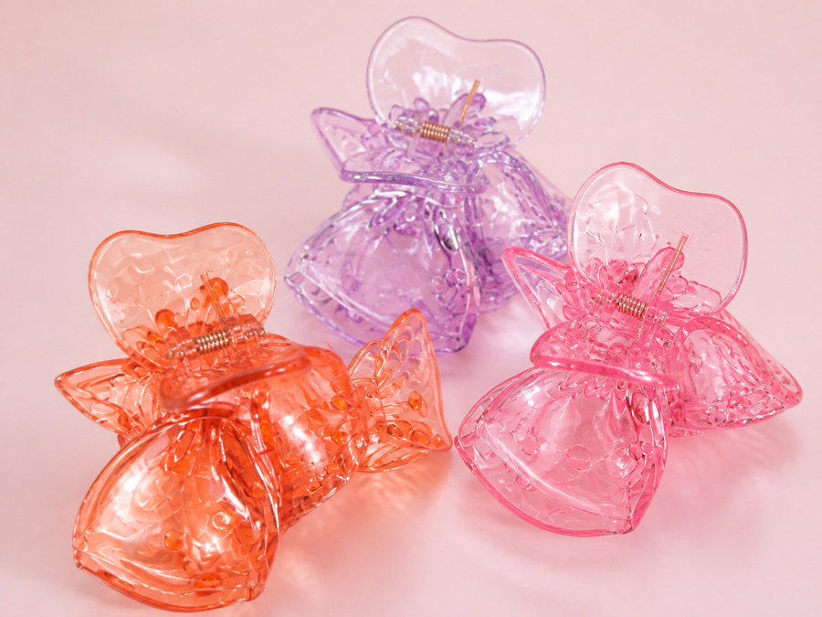 Flower hair claw clips in coral lavender and pink shades