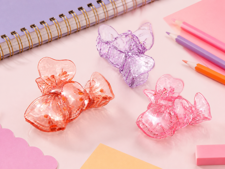 Flower hair claw clips in coral lavender and pink shades
