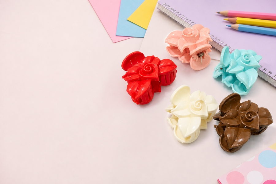 Five-color flower hair claw clip set