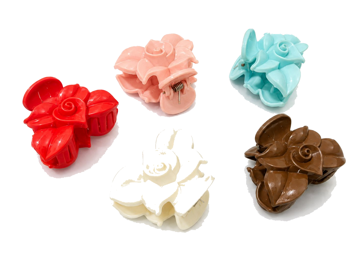 Five-Color Flower Hair Claw Clip Set video 1