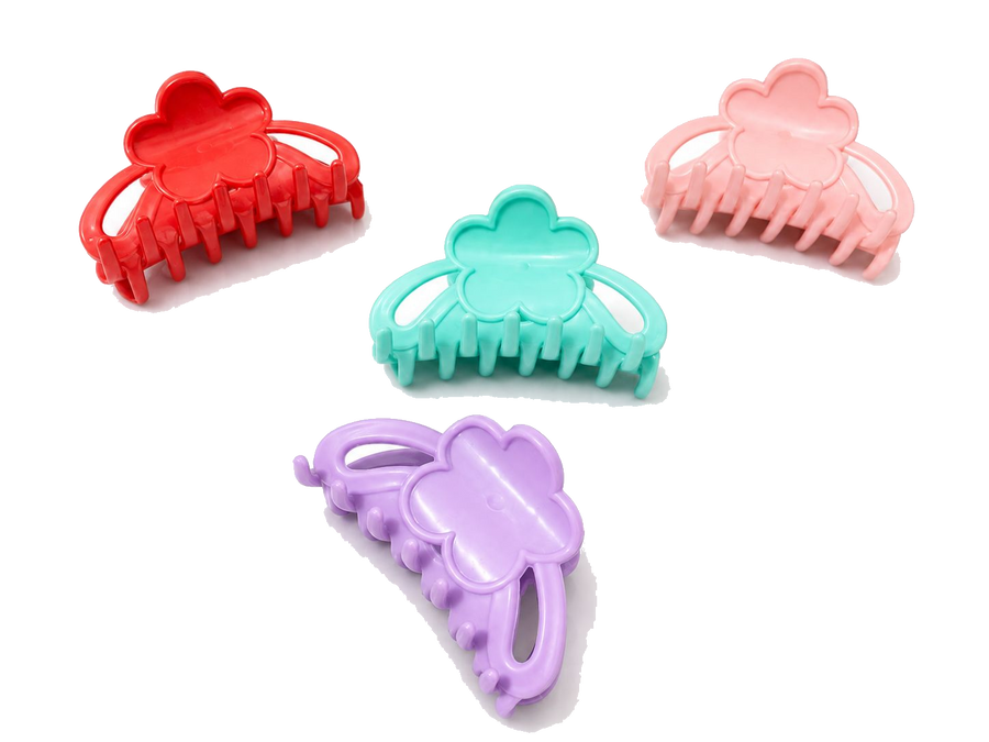 Four-color flower hair claw clip set