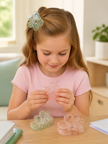 Flower hair claw clips in green and orange shades
