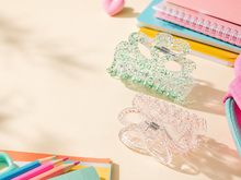 Flower hair claw clips in green and orange shades