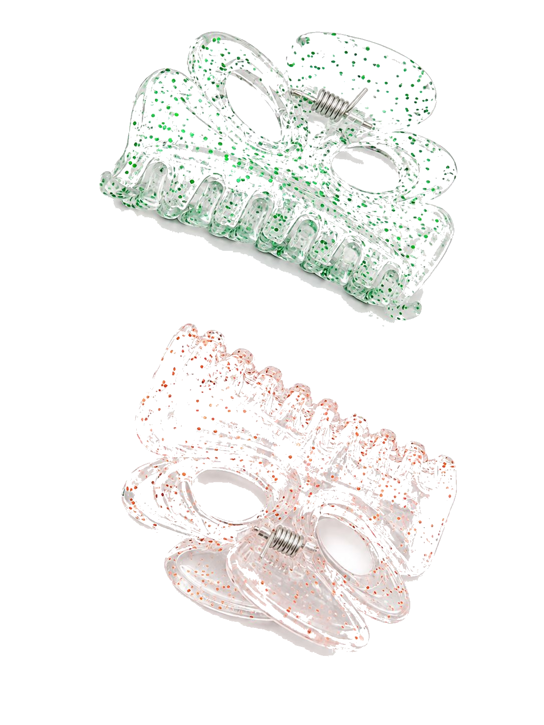 Flower Hair Claw Clips – Green & Orange Set video 1