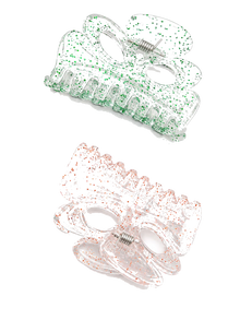 Flower hair claw clips in green and orange shades