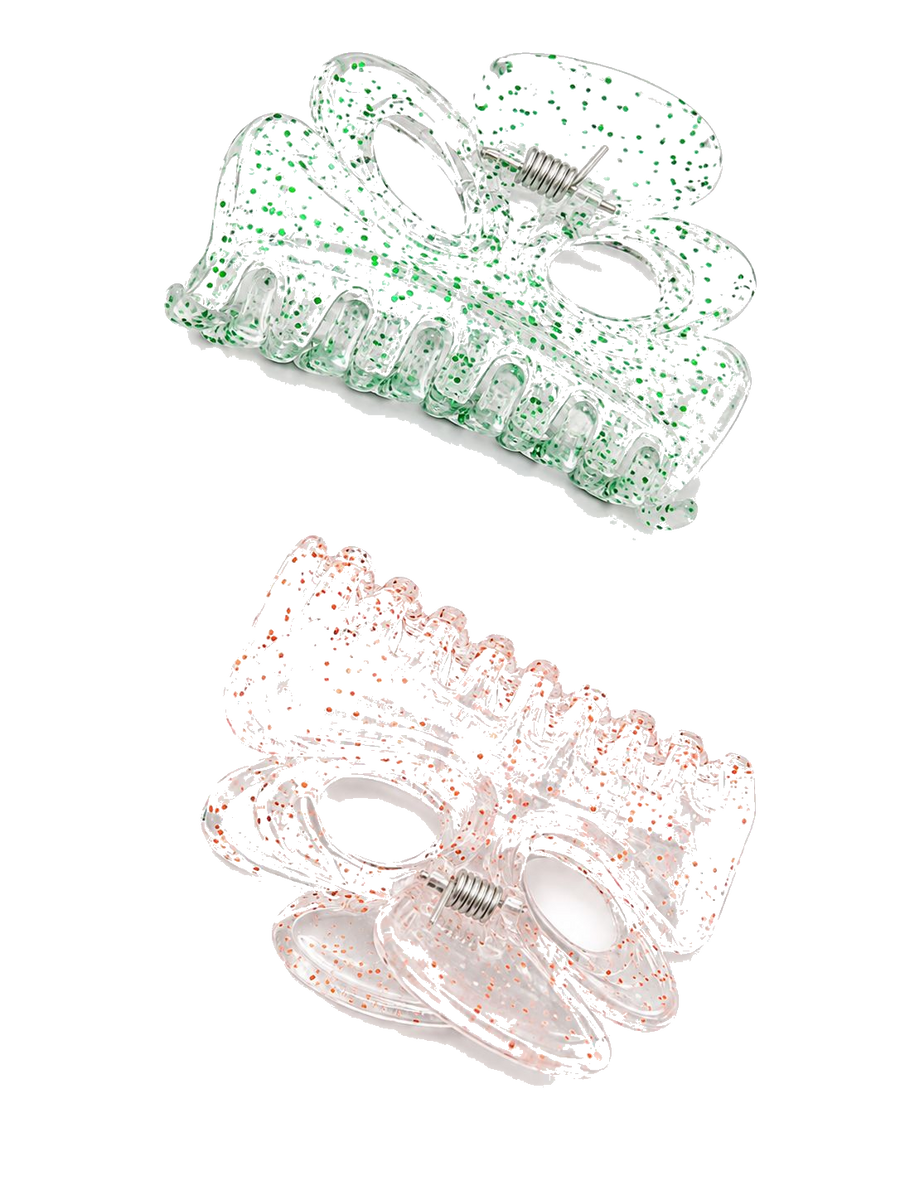 Flower hair claw clips in green and orange shades