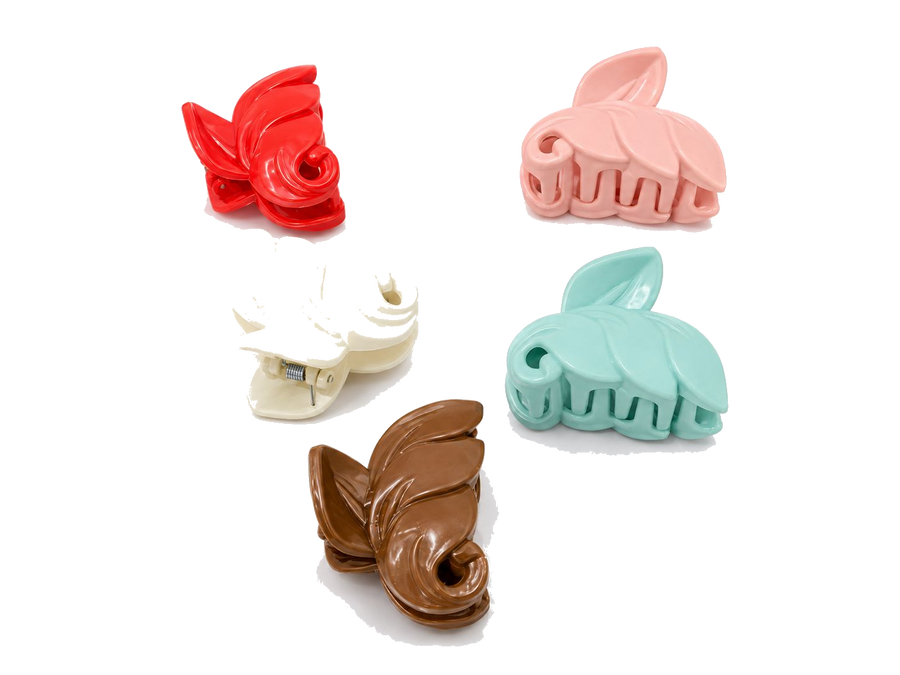 Leaf-shaped hair claw clips in rose tones