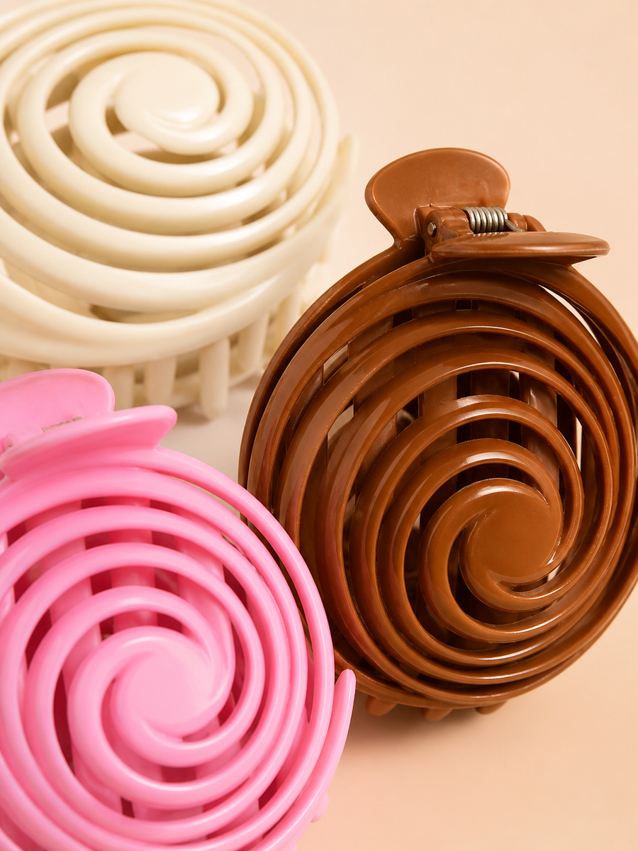 Neutral spiral hair claw clips