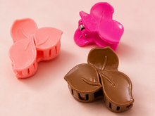 Leaf hair claw clips in pale pink hot pink and brown shades