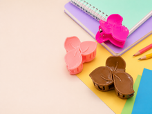 Leaf hair claw clips in pale pink hot pink and brown shades