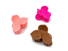 Leaf hair claw clips in pale pink hot pink and brown shades