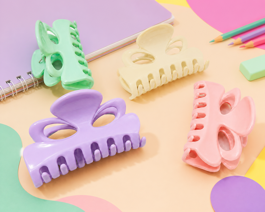 Pastel flower hair claw clips