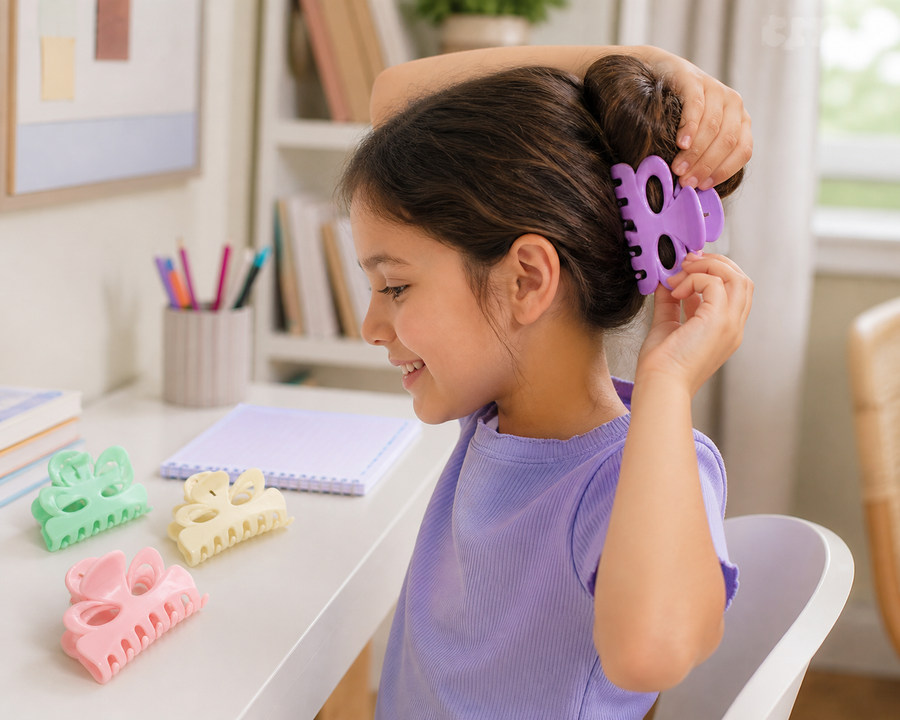 Pastel flower hair claw clips