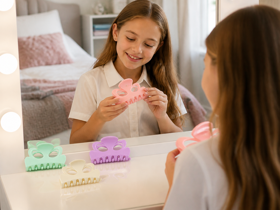 Pastel flower hair claw clips