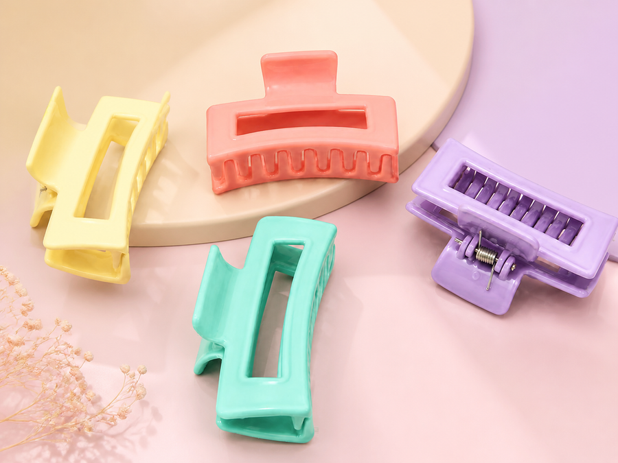 Pastel rounded rectangle hair claw clips