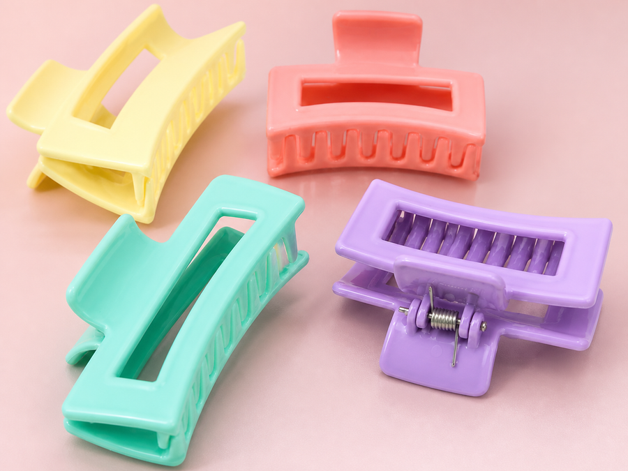 Pastel rounded rectangle hair claw clips