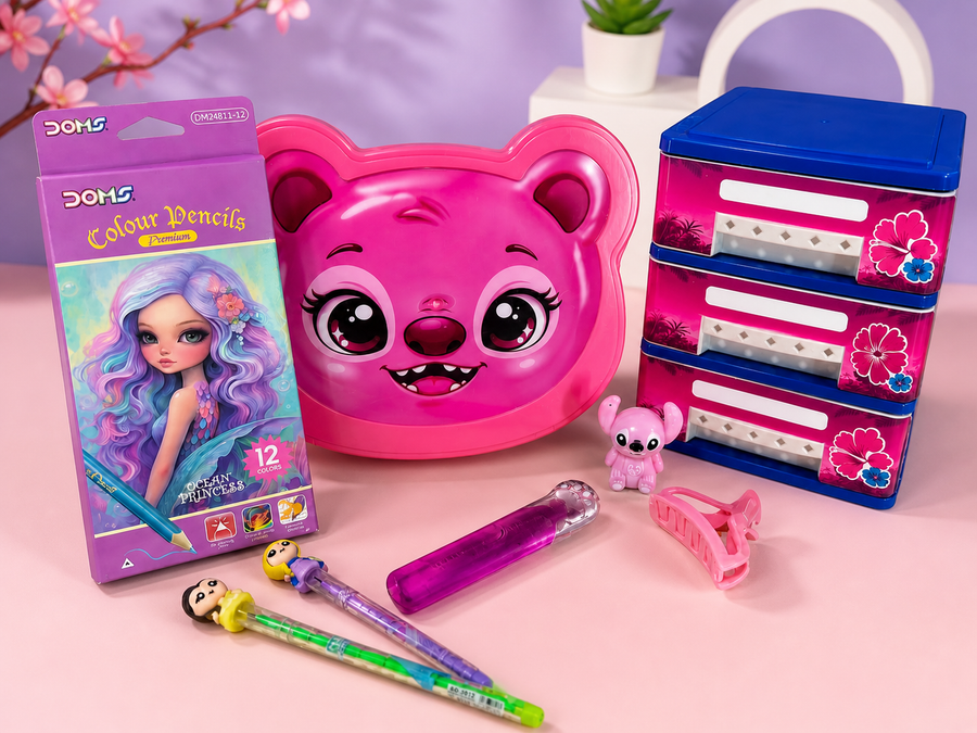 Pink mixed character school essentials bundle