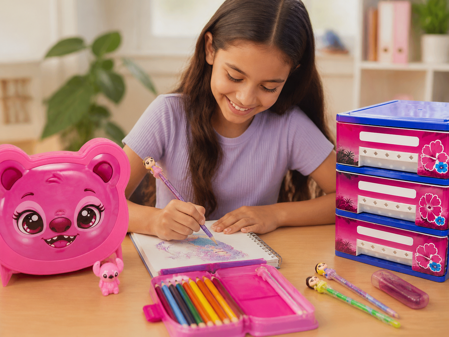 Pink mixed character school essentials bundle