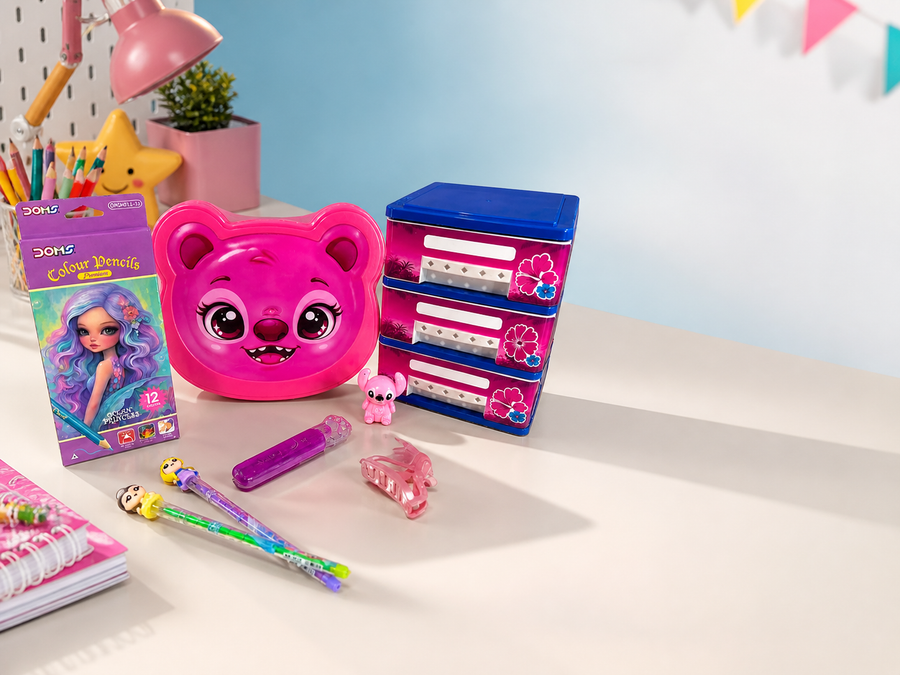 Pink mixed character school essentials bundle