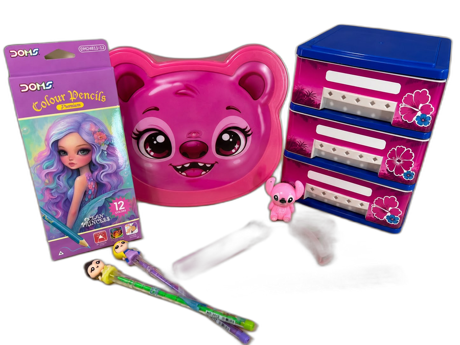 Pink mixed character school essentials bundle