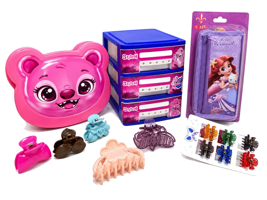 Pink character mermaid school accessory bundle