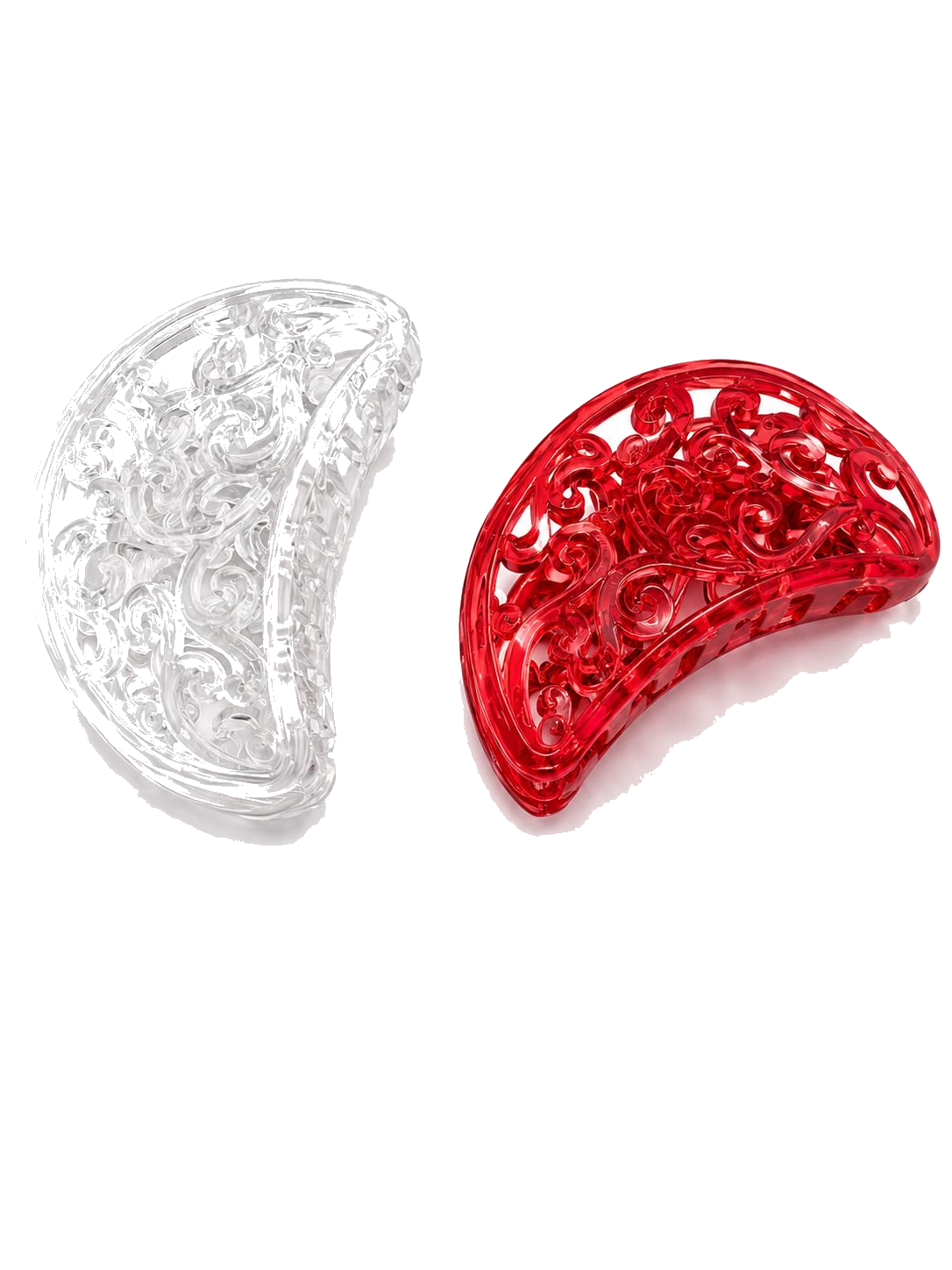 Curved Barrette Hair Clips – Red & Clear Set video 1