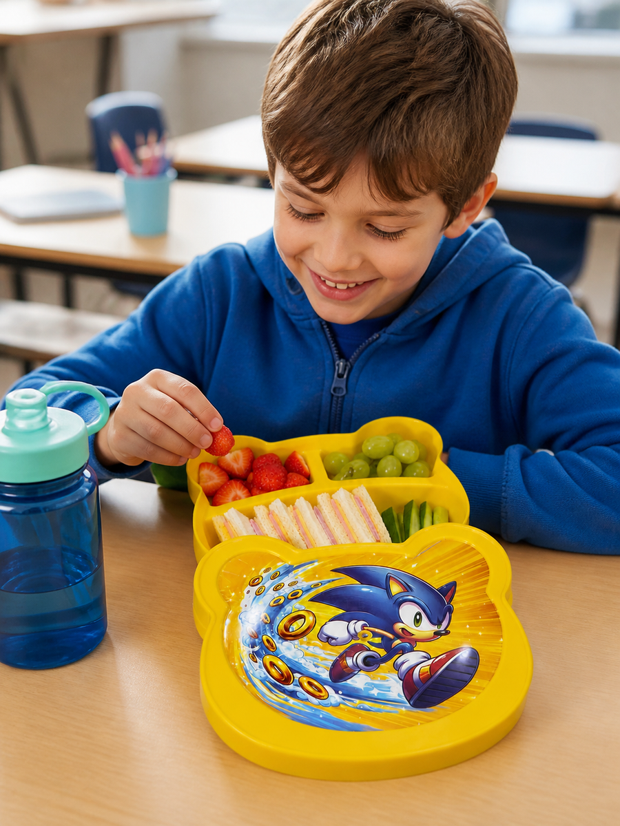 Yellow character lunch box with compartments