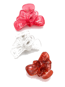 Translucent bow and butterfly hair claw clips