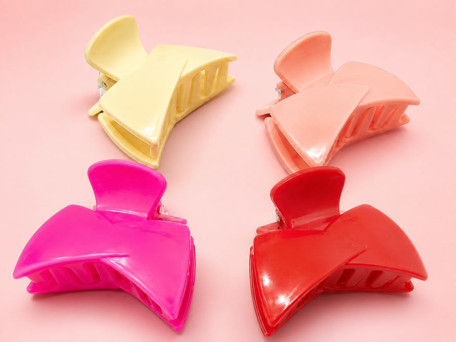 Wide bow hair claw clips