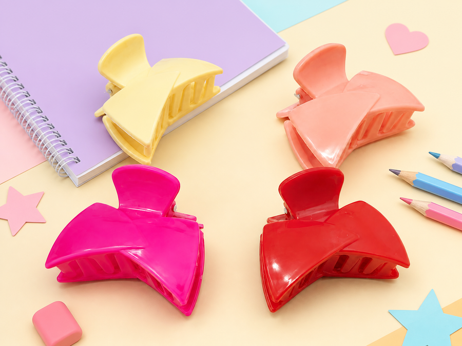 Wide bow hair claw clips